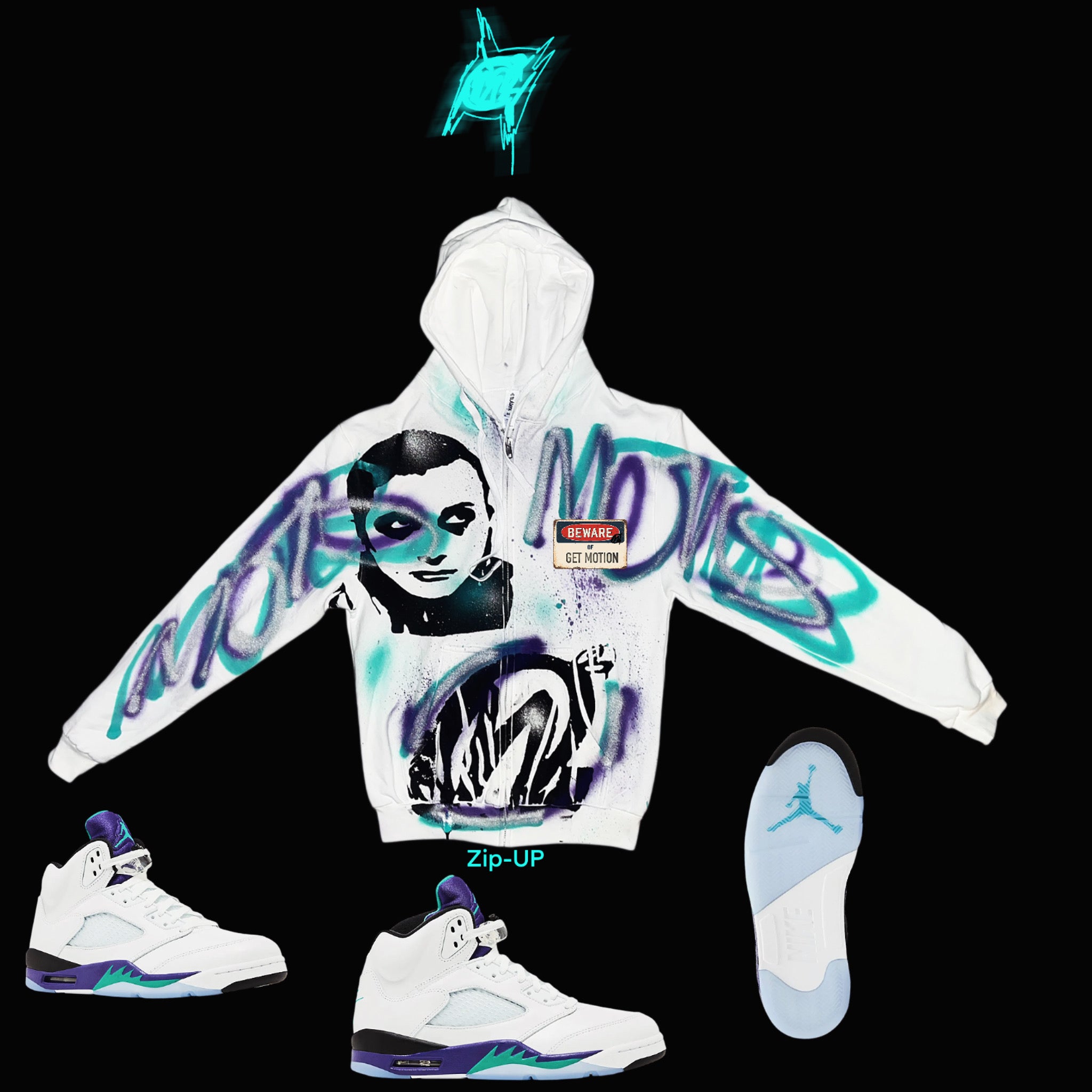 Grape 5s graffiti zip up